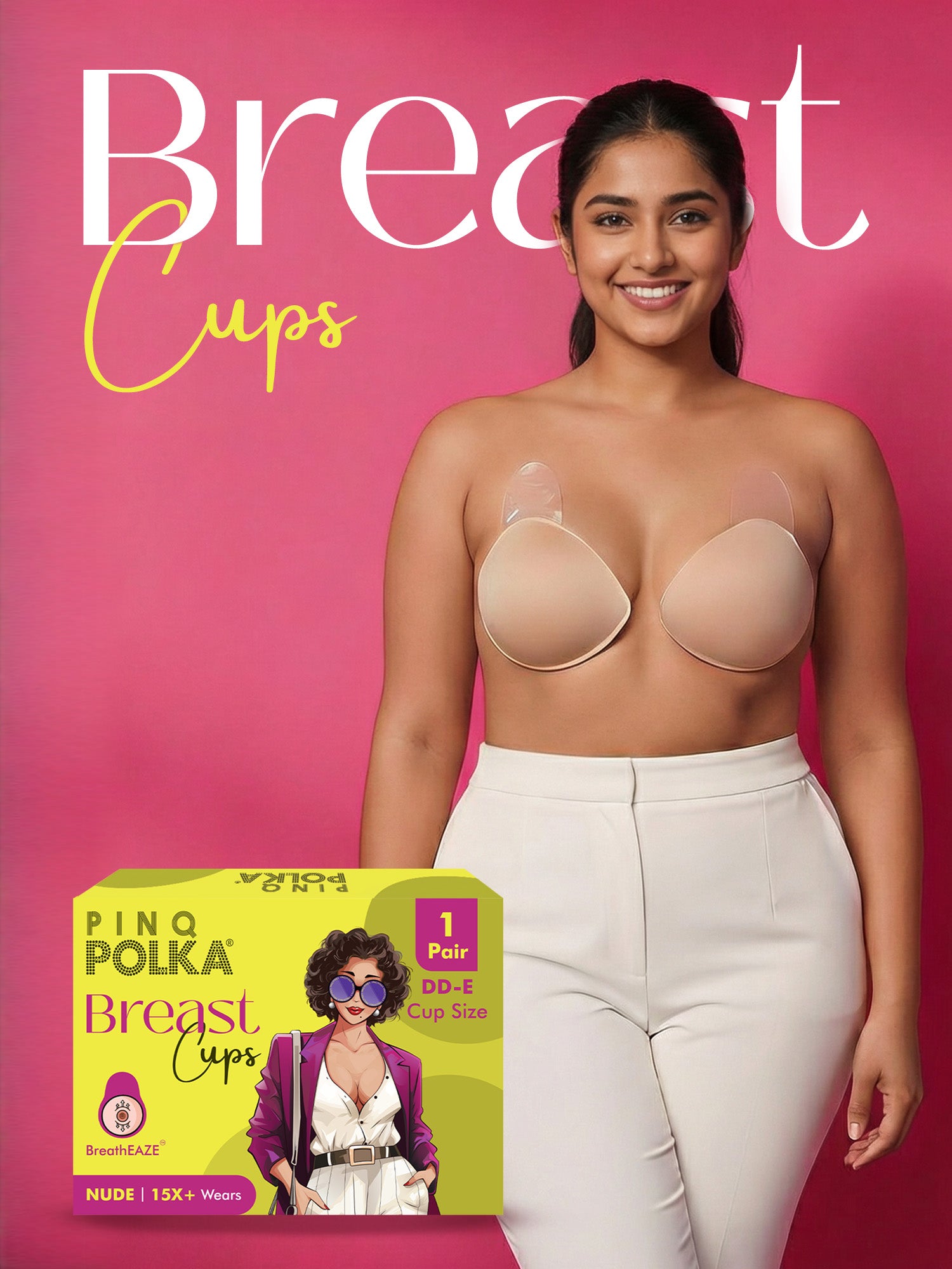 PINQ Polka Breast Cups  Strapless Self-Adhesive Lift for Backless &  Plunging Styles