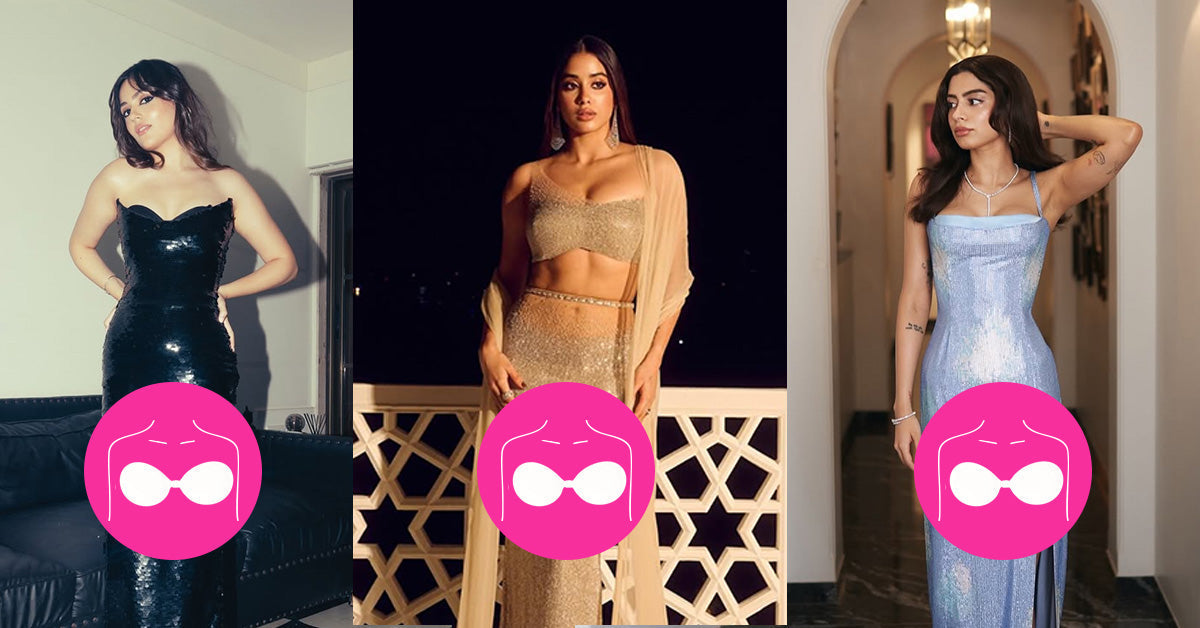 Woman wearing a seamless cleavage bra under a deep neckline, highlighting the viral innerwear trend women are adding to their wardrobes.