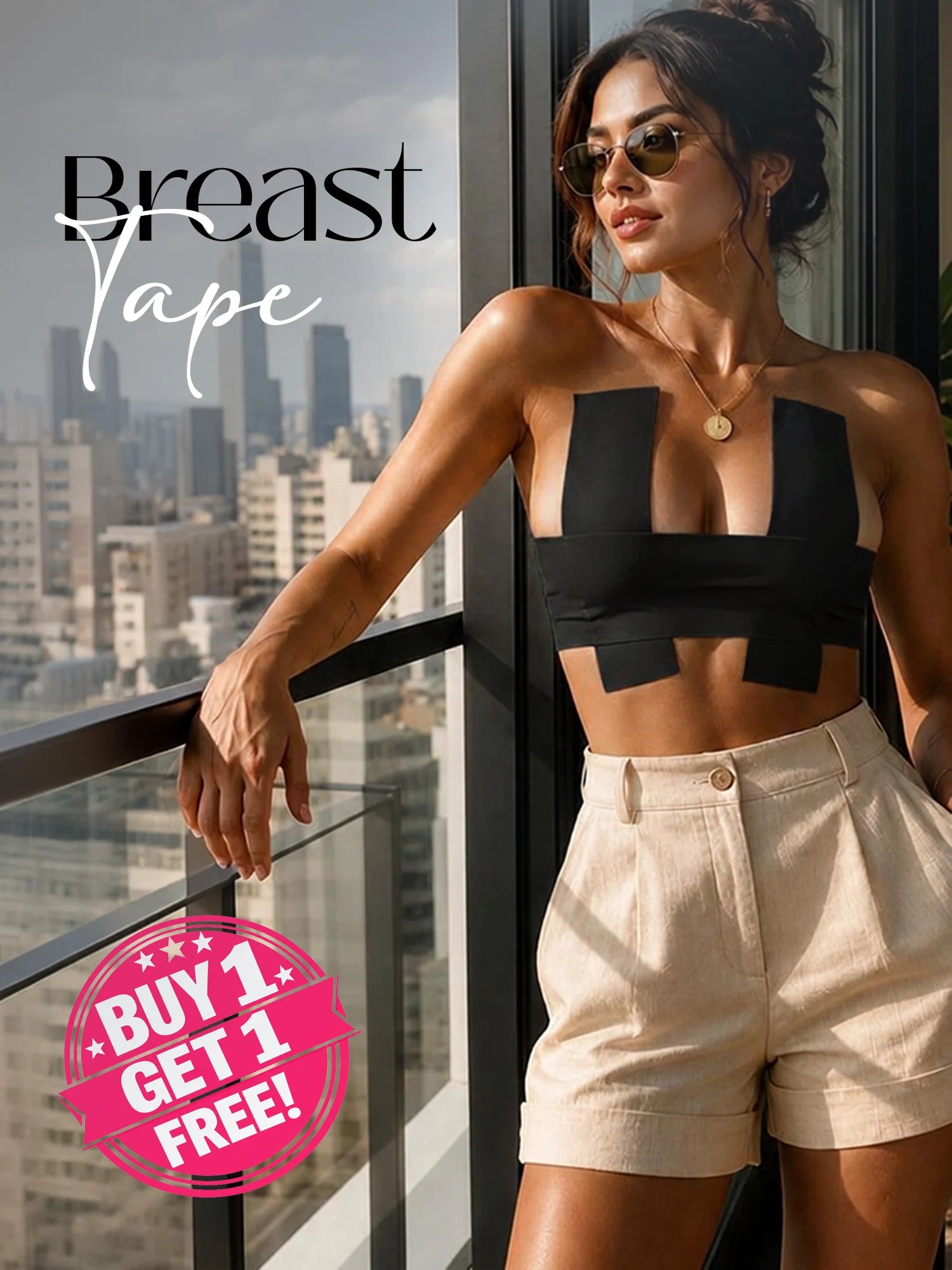 Breast Tape (Free Nipple Pasties) - Black 7.5 cm